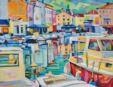 Peinture intitulée "Seaport" par Maja Djokic Mihajlovic, Œuvre d'art originale, Huile