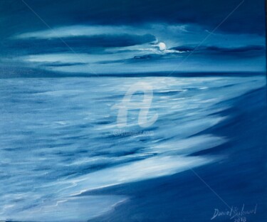 reflets d'argents sous une lune tropicale Peinture intitulée "reflets d'argents s…" par Daniel Bahuaud, Œuvre d'art originale
