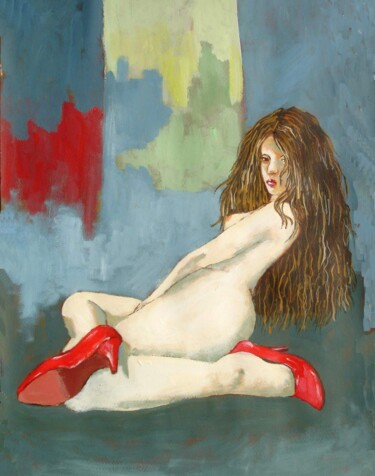 MALY - LES CHAUSSURES ROUGES Peinture intitulée "MALY - LES CHAUSSUR…" par Marcel Clerc, Œuvre d'art originale, Acrylique