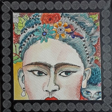 Peinture intitulée "FRIDA KAHLO" par Ervalena, Œuvre d'art originale, Aquarelle
