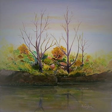 Peinture intitulée "Acrylique : " Brume…" par Myriam Gylon, Œuvre d'art originale, Acrylique