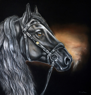 Dessin intitulée "Black Beauty" par Hélène Roux, Œuvre d'art originale, Pastel
