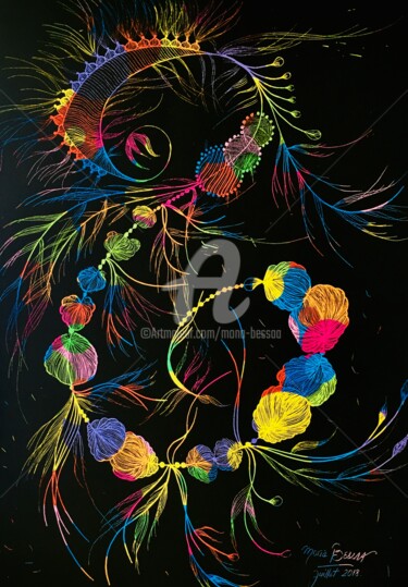 제목이 "Rainbow specimen 04"인 그림 Mona Bessaa로, 원작, 실버 포인트