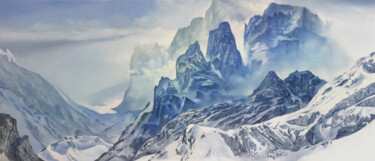 Painting titled "haute montagne froid" by Franzart, Original Artwork, Oil