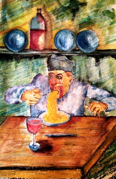 Painting titled "Mama miracoli!" by Benny Smet, Original Artwork, Pastel