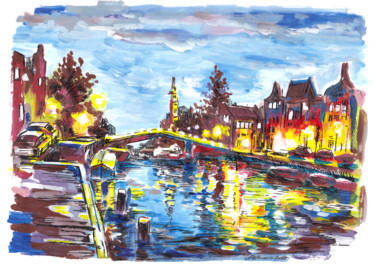 Painting titled "Westerkerk, Amsterd…" by Aleksandr Petrunin, Original Artwork, Acrylic