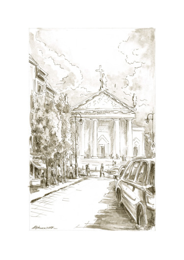 Drawing titled "Vilnius. Summer. Ge…" by Aleksandr Petrunin, Original Artwork, Ink