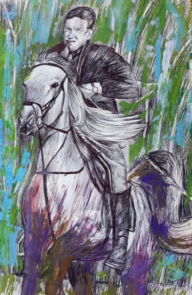 图画 标题为“Riding Man” 由Berthold Von Kamptz, 原创艺术品, 其他