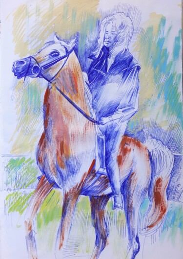 图画 标题为“Riding” 由Berthold Von Kamptz, 原创艺术品, 其他