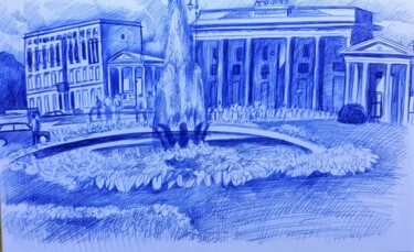 图画 标题为“Stadtbild 1” 由Berthold Von Kamptz, 原创艺术品, 圆珠笔