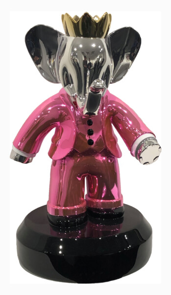 Babolex Classique Rose Socle Noir 60 cm 雕塑 标题为“Babolex Classique R…” 由Vincent Faudemer, 原创艺术品, 树脂