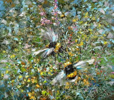 Картина под названием "Bumblebees" - Dmitry Kustanovich, Подлинное произведение искусства, Масло Установлен на Деревянная ра…