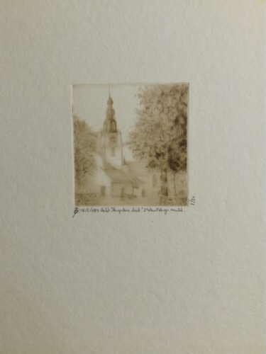 印花与版画 标题为“mespelare-kerk-twee…” 由Lucienne Van Sande, 原创艺术品, 雕刻