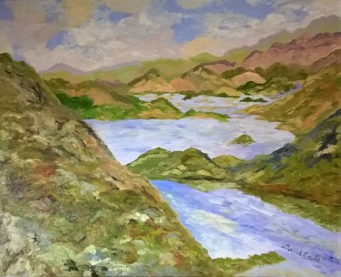 Painting titled "SECLUDED LAKE" by David Cade, Original Artwork, Oil
