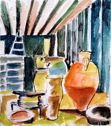 Peinture intitulée "POTERIES.jpg" par Ervalena, Œuvre d'art originale, Aquarelle