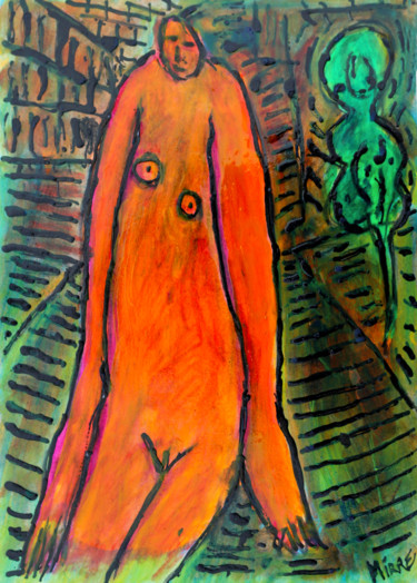 Peinture intitulée "HOMMAGE  à  MODIGLI…" par Jean Mirre, Œuvre d'art originale, Huile