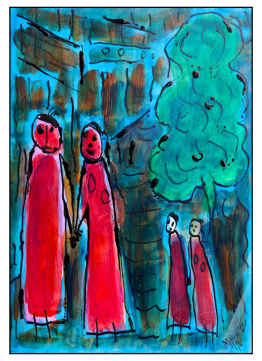 Peinture intitulée "COUPLES AU PARC" par Jean Mirre, Œuvre d'art originale, Huile