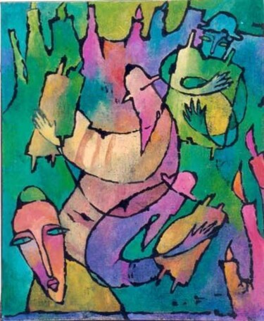 Malarstwo zatytułowany „No.G46b Simchat Tora” autorstwa Małgorzata Krasucka, Oryginalna praca