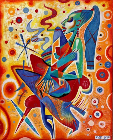 Painting titled "RELAX" by Kaola Oty, Original Artwork, Acrylic