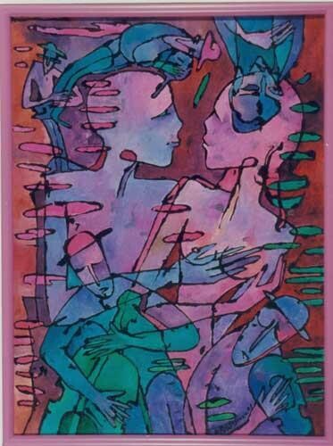 Malarstwo zatytułowany „No.G62 Oneg Szabat” autorstwa Małgorzata Krasucka, Oryginalna praca, Olej Zamontowany na Drewniana r…