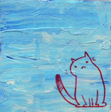Abstract Pussycat Blue Painting titled "Abstract Pussycat B…" by Oberlin The Artist, Original Artwork, Acrylic