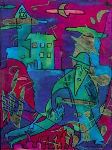 Malarstwo zatytułowany „No.P20” autorstwa Małgorzata Krasucka, Oryginalna praca, Olej Zamontowany na Drewniana rama noszy