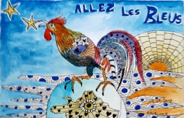 Peinture intitulée "COUPE DU MONDE DE F…" par Ervalena, Œuvre d'art originale, Aquarelle