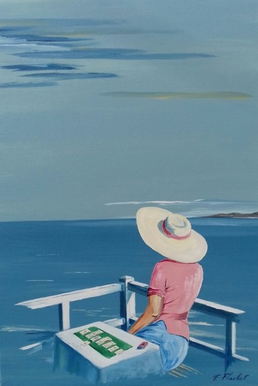 Peinture intitulée "Pause Solitaire" par Flachet, Œuvre d'art originale, Huile