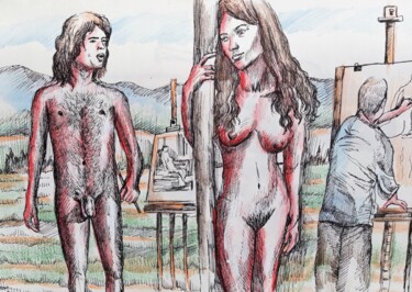 图画 标题为“Two Virgins” 由Berthold Von Kamptz, 原创艺术品, 其他