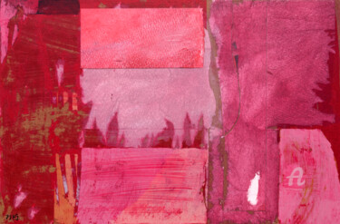 Collages titled "Fucsias 3" by Marisu Solís, Original Artwork, Paper cutting
