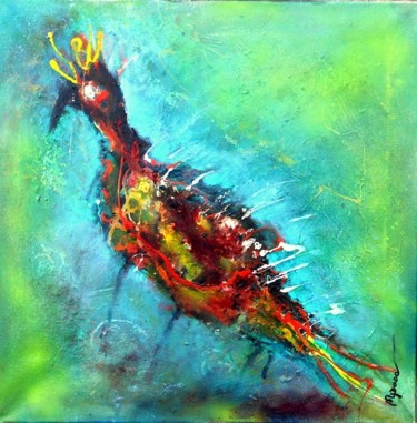 Peinture intitulée "l 'oiseau-de-feu" par Mysane, Œuvre d'art originale, Autre