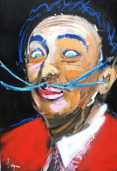 Schilderij getiteld "Les moustaches bleu…" door Dominique Kleiner, Origineel Kunstwerk, Acryl