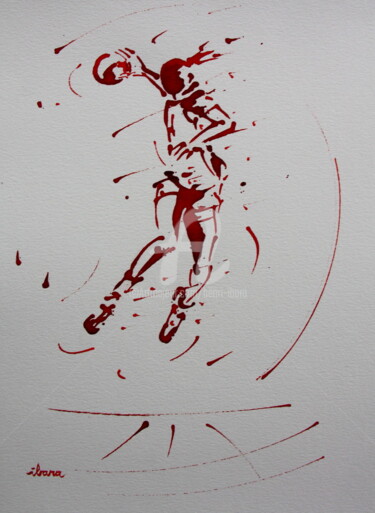 图画 标题为“Handball féminin N°2” 由Henri Ibara, 原创艺术品, 墨