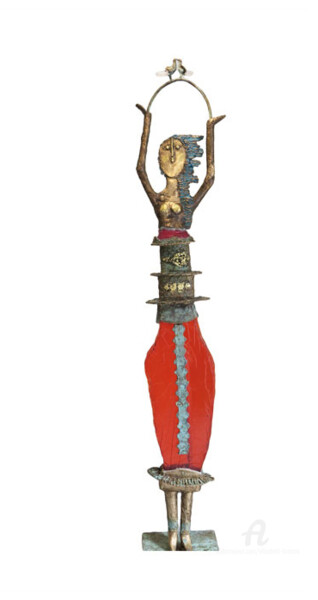 Sculpture intitulée "Déesse à l'arche au…" par Elisabeth Brainos, Œuvre d'art originale, Bronze