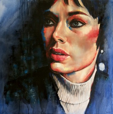 ‘Mysterious Blue’ Schilderij getiteld "‘Mysterious Blue’" door Inge Coolen, Origineel Kunstwerk, Olie