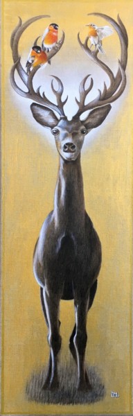 Peinture intitulée "Cervidé n°3" par Isabelle Molinard, Œuvre d'art originale, Acrylique
