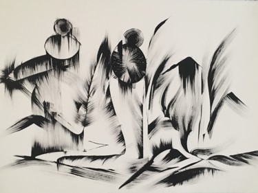 图画 标题为“Black and White Abs…” 由Khrystyna Kozyuk, 原创艺术品, 墨