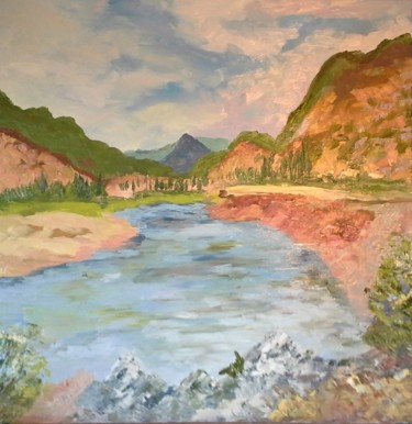 Painting titled "MOUNTAIN VALLEY WIT…" by David Cade, Original Artwork, Oil