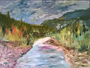 Painting titled "MOUNTAIN SLOPES IN…" by David Cade, Original Artwork, Oil