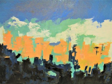 Painting titled "ALPINE SILHOUETTE" by David Cade, Original Artwork, Oil