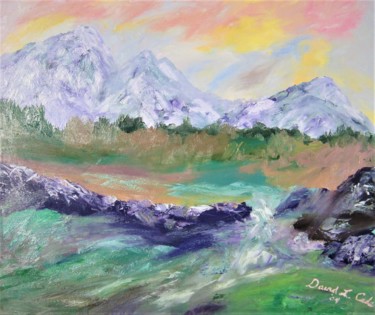 Painting titled "MOUNTAIN SUNRISE" by David Cade, Original Artwork, Oil