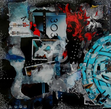 「S-461 La roue tourn…」というタイトルのコラージュ Patrick Demelenneによって, オリジナルのアートワーク, コラージュ