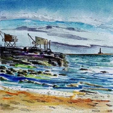 Peinture intitulée "PLAGE DU PLATIN" par Ervalena, Œuvre d'art originale, Encre