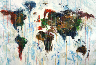 Abstract World Map XL 2 绘画 标题为“Abstract World Map…” 由Peter Nottrott, 原创艺术品, 丙烯