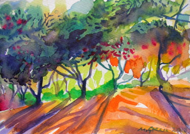 Painting titled "Sunset breach" by Maja Grecic, Original Artwork, Watercolor