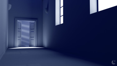 Digital Arts titled "couloir-bleu.jpg" by Gilles Corona, Original Artwork, 3D Modeling