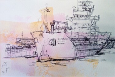 Peinture intitulée "Au tréport" par Véronique Soitel, Œuvre d'art originale, Aquarelle