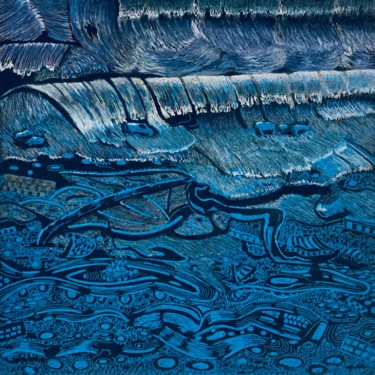 Rivage bleu Dessin intitulée "Rivage bleu" par Dominique Berton, Œuvre d'art originale
