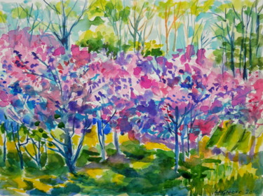 Painting titled "Pretty in pink" by Maja Grecic, Original Artwork, Watercolor
