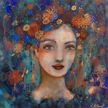 Peinture intitulée "Divine Ondine" par Loetitia Pillault, Œuvre d'art originale, Acrylique